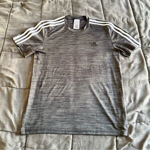 Adidas Men's Heathered Gray Tee with White Stripes
